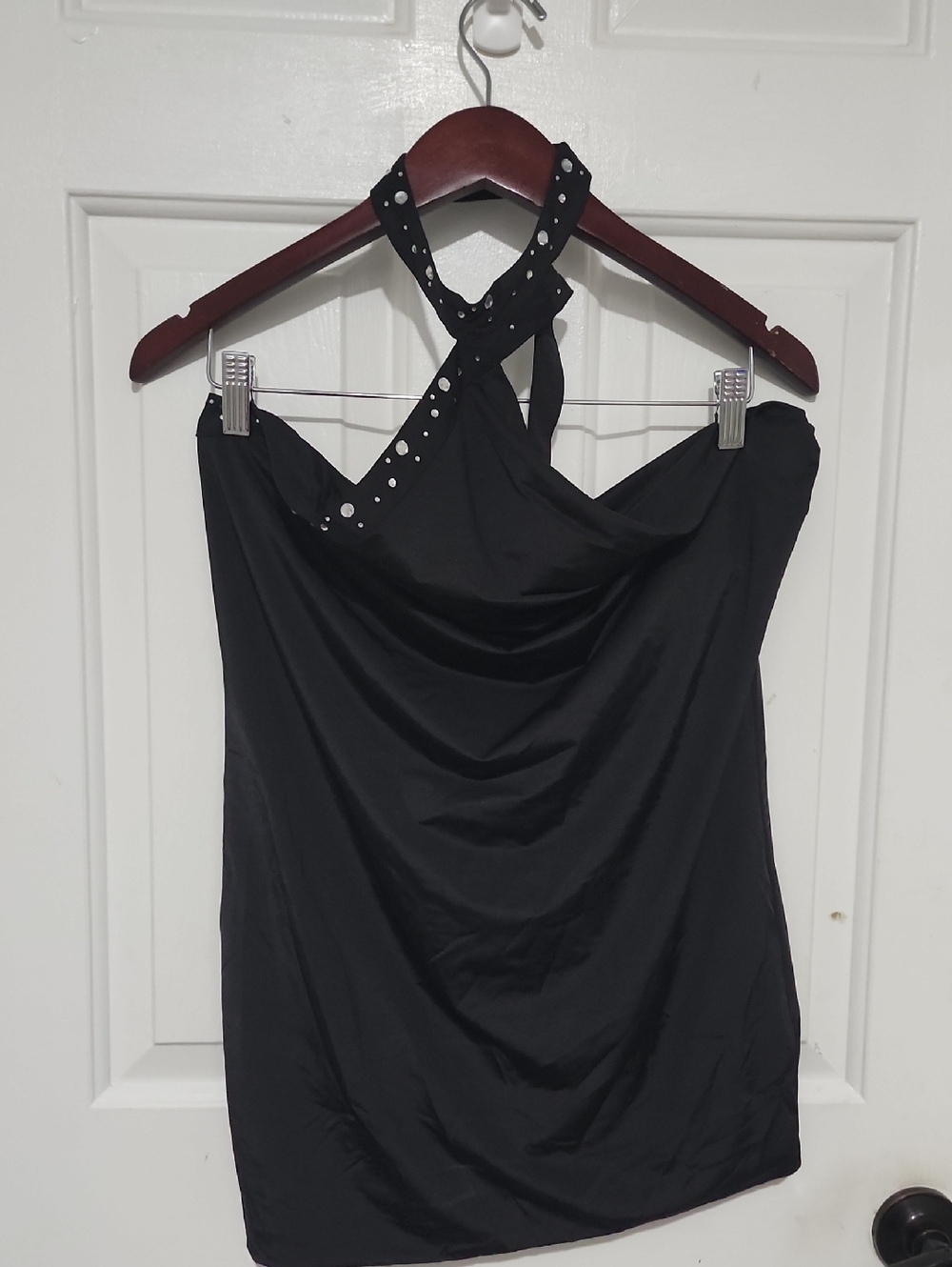 Black Halter Neck Embellished Women’s Dress